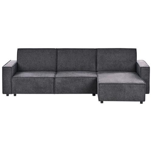Beliani Corner Sofa Bed 3 Seater ROMEDAL II Fabric Graphite Grey Left Hand