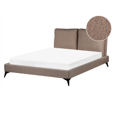 Bed Boucle MELLE 140 x 200 cm (EU Double) Brown