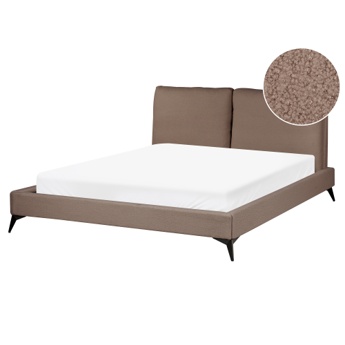 Beliani Bed Boucle MELLE 160 x 200 cm (EU King Size) Brown