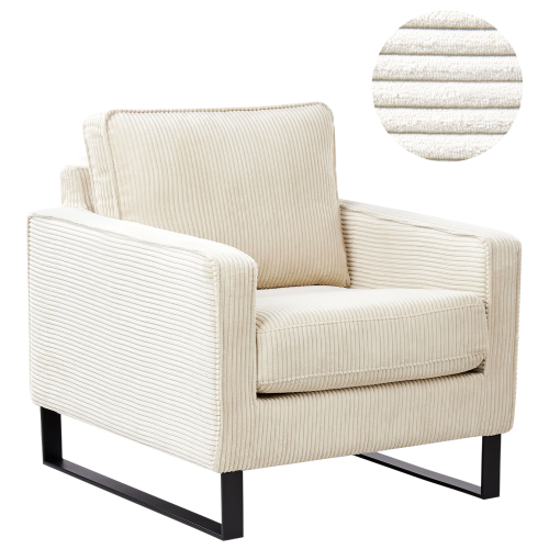 Beliani Armchair VIND Corduroy Light Beige