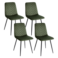 Set of 4 Dining Chairs HAVRE Velvet Olive Green