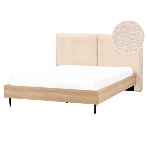 Beliani Bed Boucle IZERNORE 160 x 200 cm (EU King Size) Beige