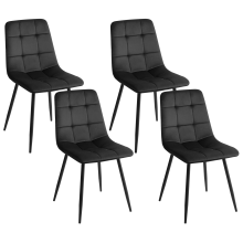 Set of 4 Dining Chairs POWELL Velvet Black
