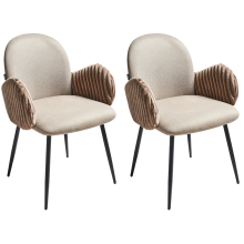 Set of 2 Dining Chairs AMITY Fabric Taupe