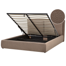 Ottoman Bed BAJONNA Boucle Brown 160 x 200 cm (EU King Size)