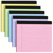 5 Pack Landscape College Ruled Legal Pads 11x9.5 Inch, Colored Perforated Writing Notepads 30 Sheets Thick Backboard