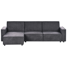 Corner Sofa Bed 3 Seater ROMEDAL II Fabric Graphite Grey Right Hand