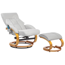 Massage Chair FORCE with Footstool Faux Leather Light Grey