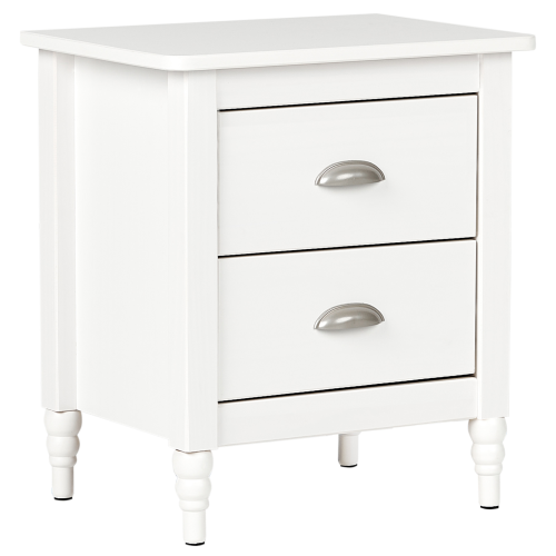Beliani 2 Drawer Bedside Table SHILLINGTON Pine Wood White