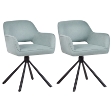 Set of 2 Dining Chairs Swivel LOURES Fabric Light Blue