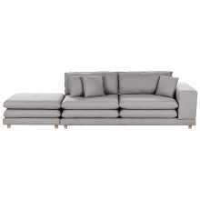 Sofa 2 Seater HEDEN Fabric Grey with Ottoman