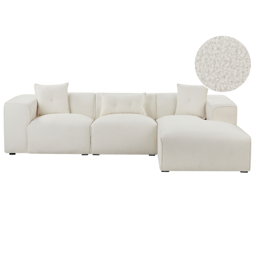 Beliani Corner Sofa 3 Seater DOLVA Boucle Off-White Left Hand