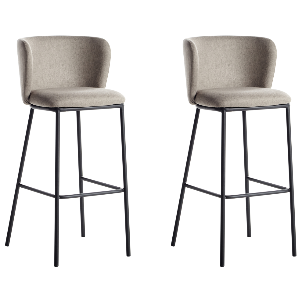 Beliani Set Of 2 Bar Chairs Mina Taupe