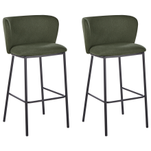 Set of 2 Bar Chairs MINA Dark Green