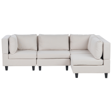 Modular Corner Sofa 4 Seater UNSTAD Fabric Light Beige Left Hand