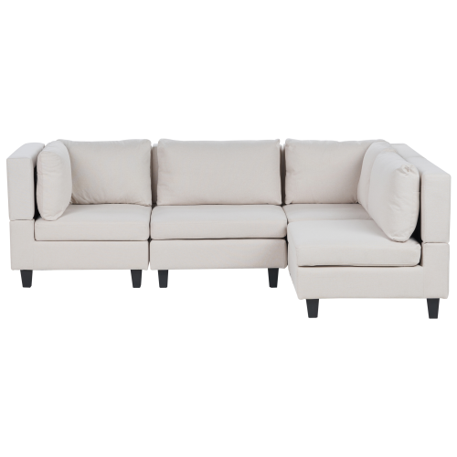 Beliani Modular Corner Sofa 4 Seater UNSTAD Fabric Light Beige Left Hand