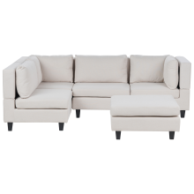 Modular Corner Sofa 4 Seater UNSTAD with Ottoman Fabric Light Beige Right Hand