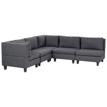Modular Corner Sofa 5 Seater UNSTAD Right Hand Dark Grey Fabric