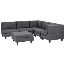 Modular Corner Sofa 5 Seater UNSTAD Left Hand Dark Grey Fabric with Ottoman