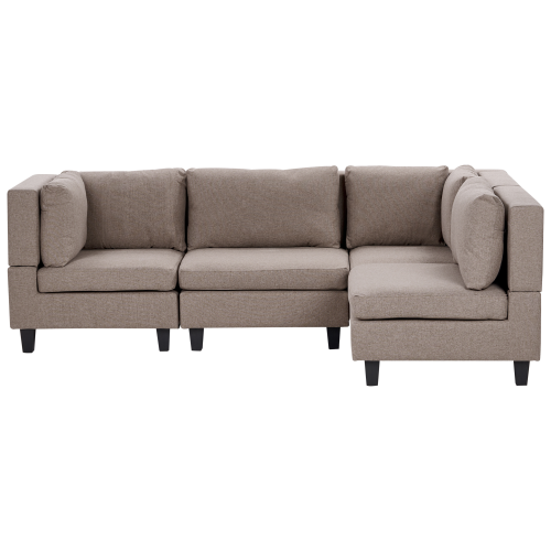 Beliani Modular Corner Sofa 4 Seater UNSTAD Fabric Brown Left Hand