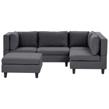 Modular Corner Sofa 4 Seater UNSTAD Left Hand Dark Grey Fabric with Ottoman