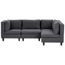 Modular Corner Sofa 4 Seater UNSTAD Left Hand Dark Grey Fabric