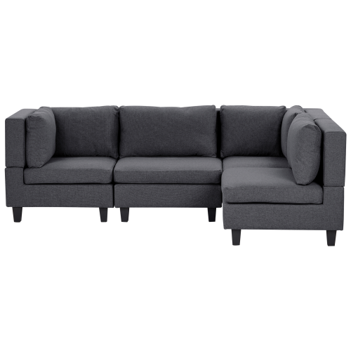 Beliani Modular Corner Sofa 4 Seater UNSTAD Left Hand Dark Grey Fabric