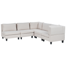 Modular Corner Sofa 5 Seater UNSTAD Fabric Light Beige Left Hand