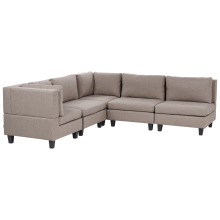 Modular Corner Sofa 5 Seater UNSTAD Fabric Brown Right Hand