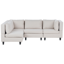 Modular Corner Sofa 4 Seater UNSTAD Fabric Light Beige Right Hand