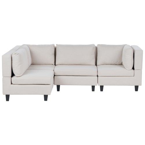 Beliani Modular Corner Sofa 4 Seater UNSTAD Fabric Light Beige Right Hand