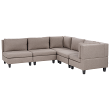 Modular Corner Sofa 5 Seater UNSTAD Fabric Brown Left Hand