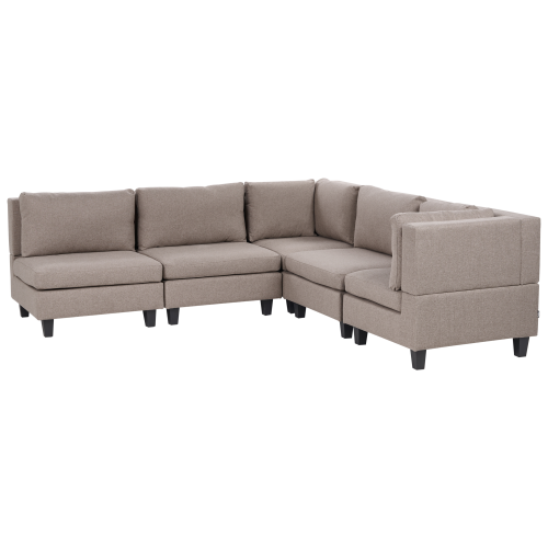Beliani Modular Corner Sofa 5 Seater UNSTAD Fabric Brown Left Hand