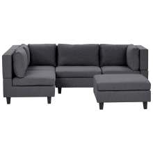 Modular Corner Sofa 4 Seater UNSTAD Right Hand Dark Grey Fabric with Ottoman