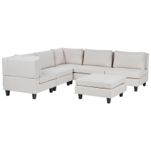 Modular Corner Sofa 5 Seater UNSTAD with Ottoman Fabric Light Beige Right Hand