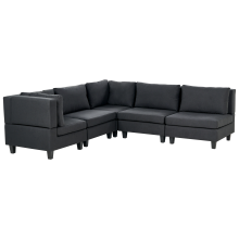 Modular Corner Sofa 5 Seater UNSTAD Fabric Black Right Hand