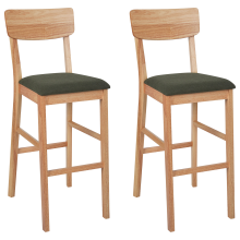 Set of 2 Bar Chairs AMBLER Light Brown/ Green