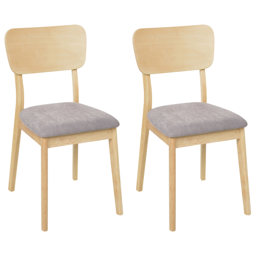 Beliani Set of 2 Dining Chairs MINIER Wood Light Brown/Grey