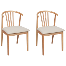 Set of 2 Dining Chairs CRAIG Wood Light Brown/ Beige