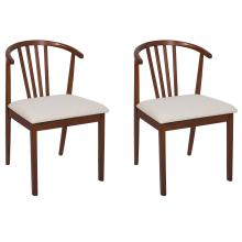 Set of 2 Dining Chairs CRAIG Wood Dark Brown/ Beige