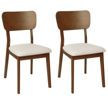 Set of 2 Dining Chairs MINIER Wood Dark Brown/ Beige