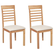 Set of 2 Dining Chairs ORTLEY Wood Light Brown/ Beige