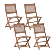 Set of 4 Garden Chairs PARAGGI Certified Acacia Wood Dark Brown