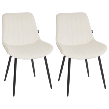 Set of 2 Dining Chairs DUBROVNIK Velvet Light Beige