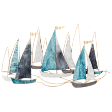 Wall Decor Ship BOHRIUM Metal 50 cm Blue