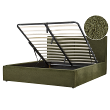 Ottoman Bed MOISSAC Boucle Dark Green 160 x 200 cm (EU King Size)