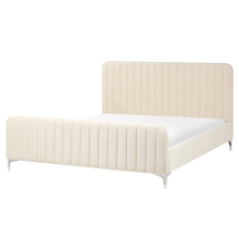 Bed Velvet LUNAN 160 x 200 cm (EU King Size) Light Beige