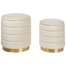 Set of 2 Storage Pouffes GARLAND Velvet Light Beige