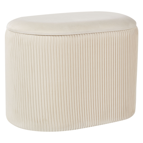 Beliani Storage Pouffe RICHLAND Velvet Light Beige