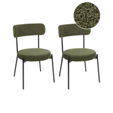 Set of 2 Dining Chairs ALLISON Boucle Dark Green